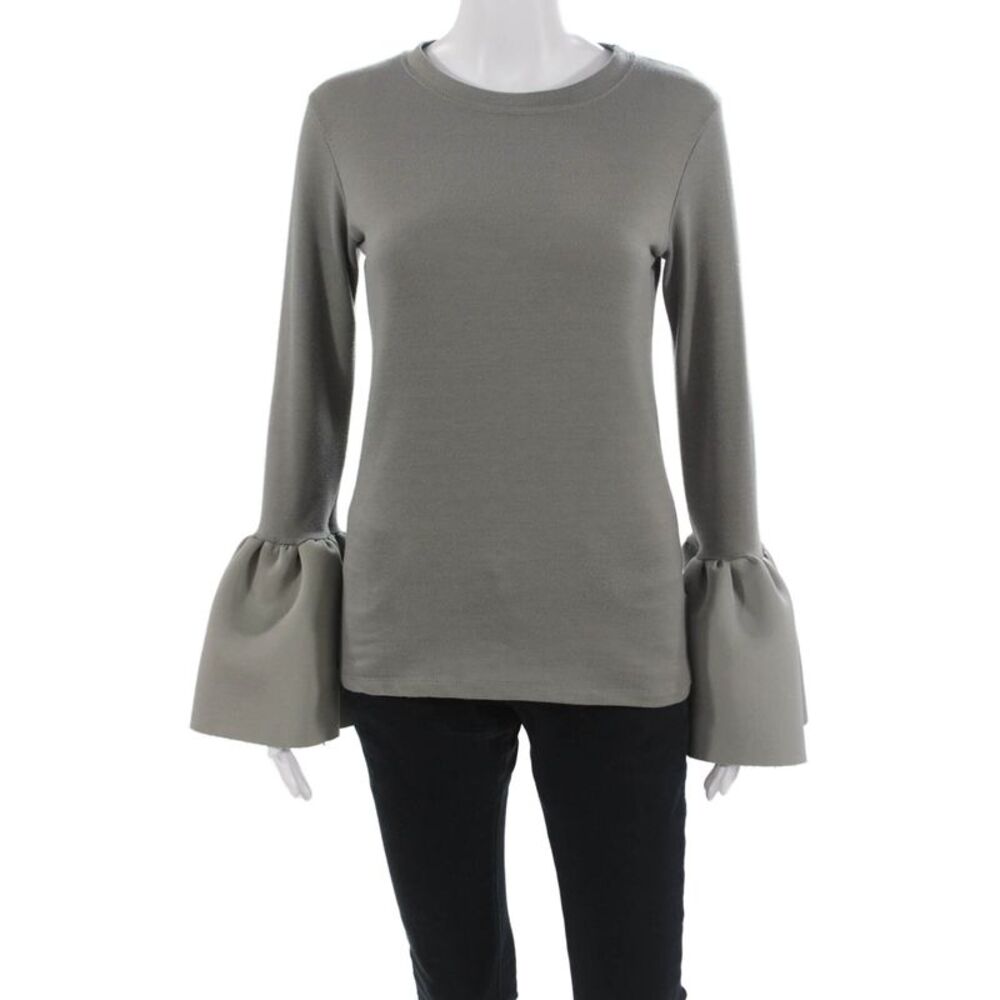 Style Mafia Womens Bohemian Gray Long Sleeve Crew Neck Blouse Polyester Size S
